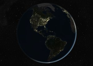 Globo centrado en las Américas, imagen satelital en color verdadero de Unknown